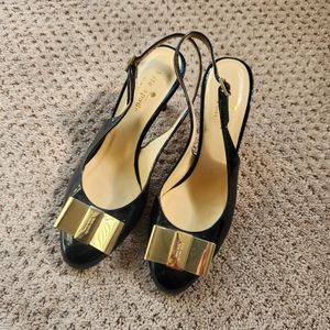 { Kate Spade } Slingback Bow Heels Patent Leather